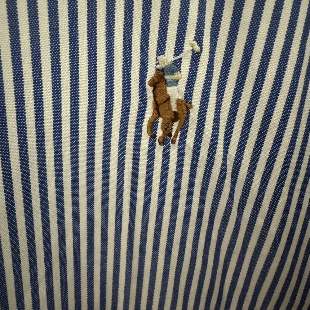 Ralph Lauren Shirt Mens 16/33 Blue Striped Long Sleeve Button Down Yarmouth